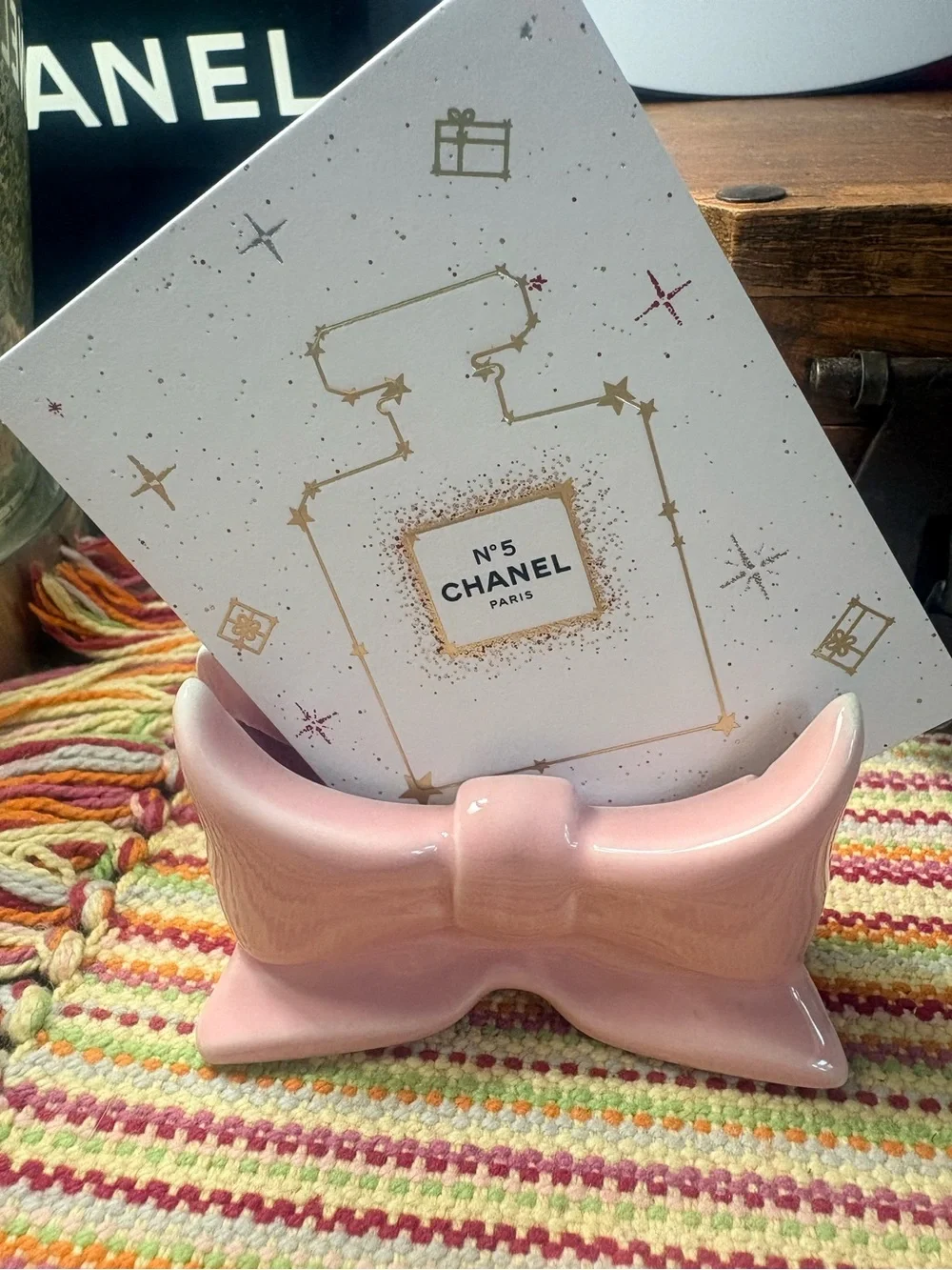 CHANEL No 5 Blank Card + Ceramic Holder NWOT